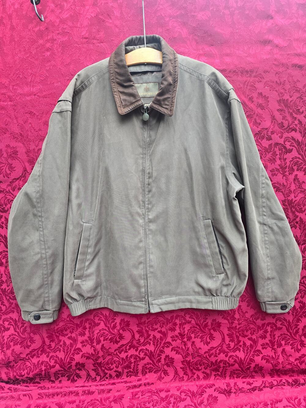 Rainforest Thermoluxe Harrington Jacket Wool Blend Collar Taupe Brown Mens L